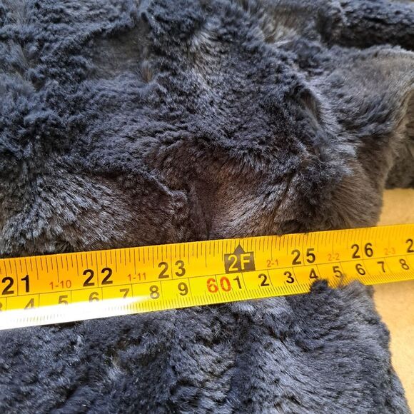 Tiny Edition For Anthropologie Faux Fur Open Front Jacket Medium Navy - Picture 9 of 17